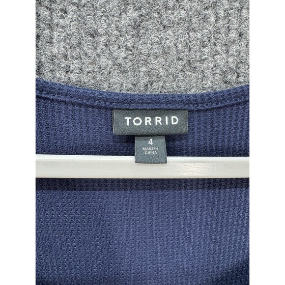Torrid At The Knee Jersey Waffle Skater Dress Size 4X Navy Blue Tiered Crew Neck - Picture 6 of 12